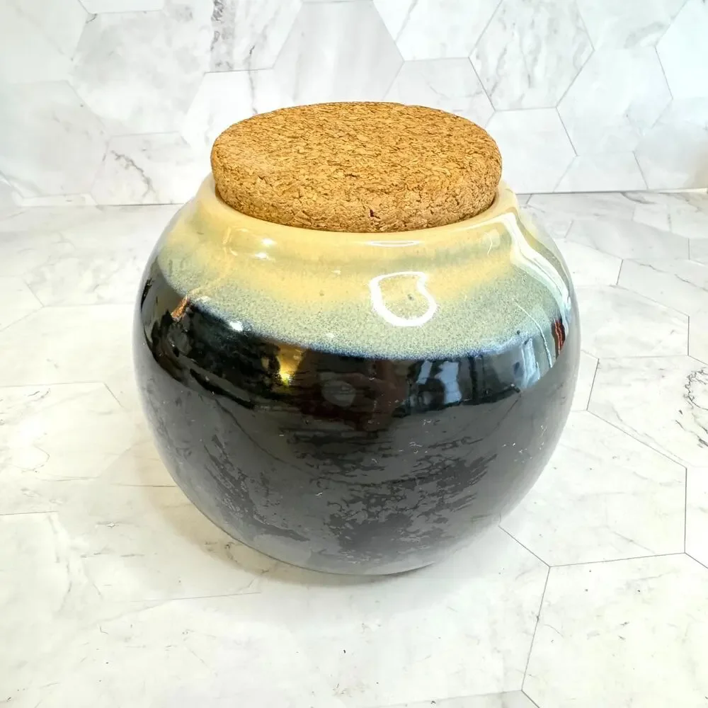 Harley Fund Jar Tumbleweed Pottery Stoneware Bank w/Cork Motorcycle Gift Vintage